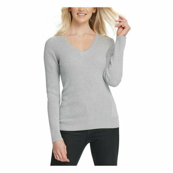 DKNY Women's Metallic Threaded Embellished Sweater - Picture 1 of 5